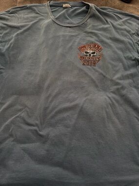 Delta Blue Short Sleeve Tee with Orange Chest Graphic